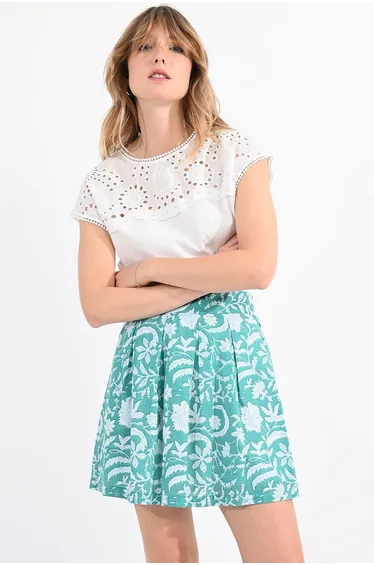 Floral Cotton Mini Skirt