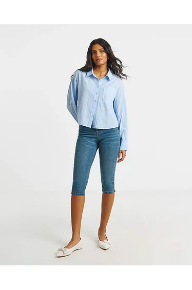 Simply Be Blue Stripe Boxy Shirt