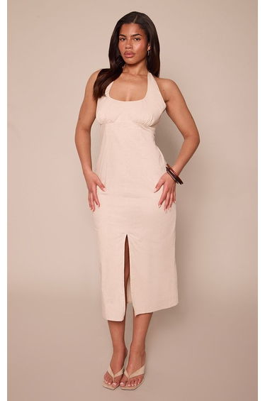 Shape Stone Tailored Halterneck Midi Dress