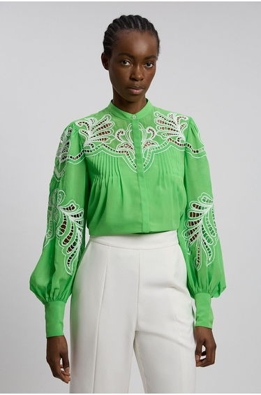 Cutwork Beaded Embroidered Woven Blouse