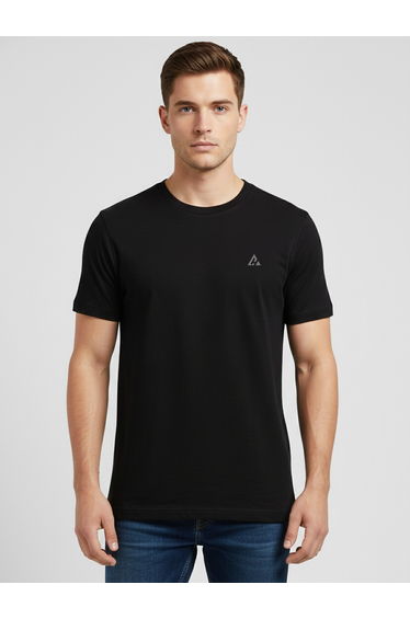 Men Black Soft Cotton Round Neck T-Shirt