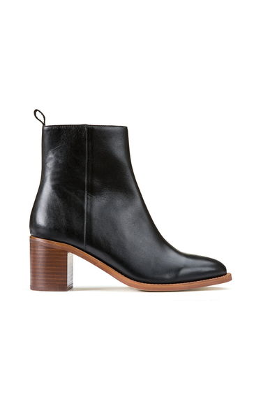 Leather Ankle Boots with Block Heel