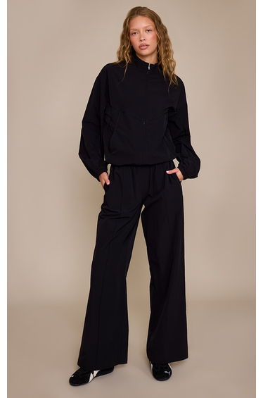 Black Shell Piping Track Pants