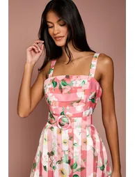 Petite Printed Floral Burnout Organza Midi Dress - 3