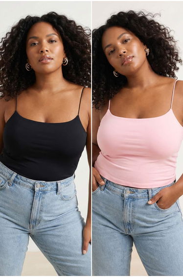 Anthracite-Pink 2-Pack Large Size Tank Top