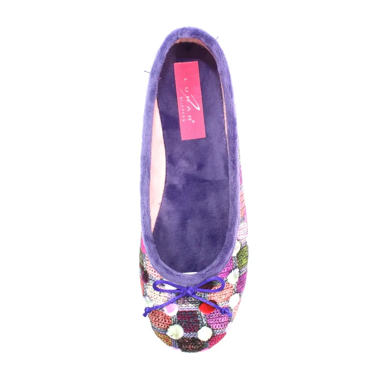 Lunar Womens/Ladies Magic Spotted Slippers - Purple - 3