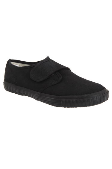 Dek Kids Unisex Junior Touch Fastening Black Canvas Plimsolls - Black
