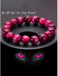 Red Tiger Eye Stone Beaded Bracelet - 1