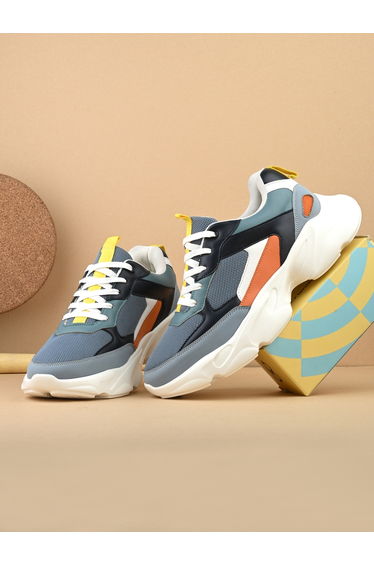 Color Block Chunky Sole Lace Up Sneakers