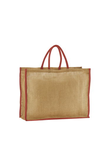 Westford Mill Contrast Starched Jute Tote Bag - Natural/Orange Rust