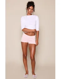 Pale Pink Marl Slub Jersey Hot Pants