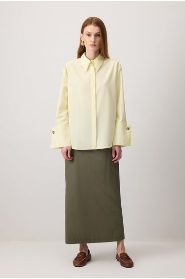 WIDE CUFF CROP POPLIN SHIRT