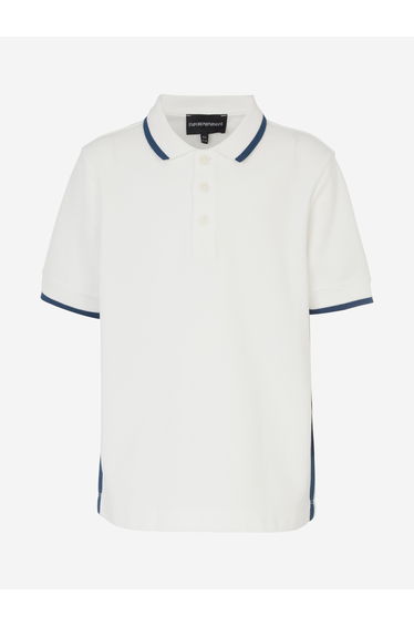 Emporio Armani Boys Logo Tape Polo Shirt in White