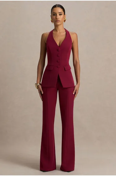 بنطلون بحافة واسعة - أحمر