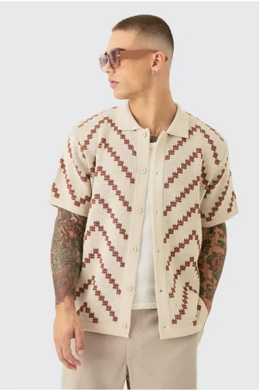 قميص مخطط - كريمي 