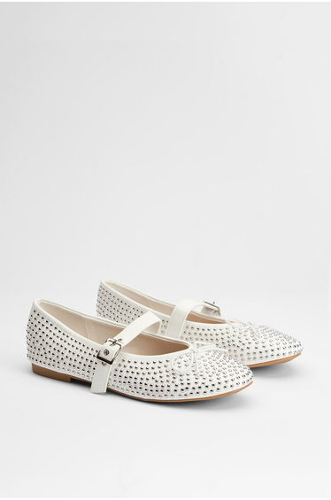 Faith: Livvy Faux Leather Studded Mary Jane Ballerinas