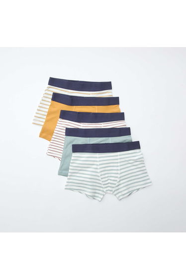 Pack of 5 pairs of plain and printed boxer shorts ORANGE