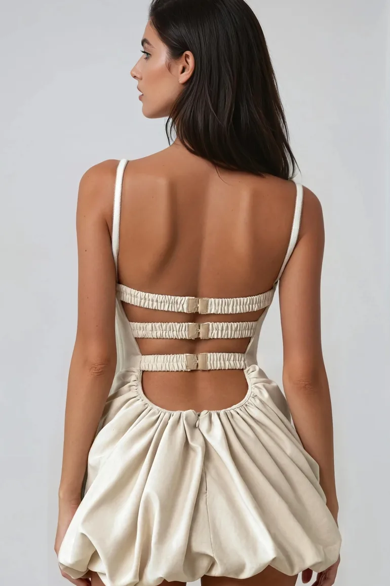 Destiney Spaghetti Corset Ruch Mini Dress - 4