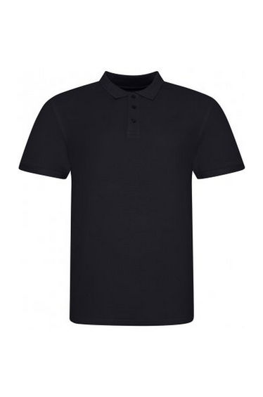 Awdis Mens Piqu Cotton Short-Sleeved Polo Shirt - Deep Black