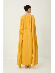 Bright Season Yellow Cape Sleeve Maxi Dress - 1