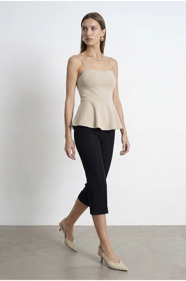 DILVIN Fitted Square-neck Frilly Cami Top