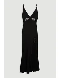 Viscose Satin Woven Maxi Dress With Lace Panelled Detail - 3