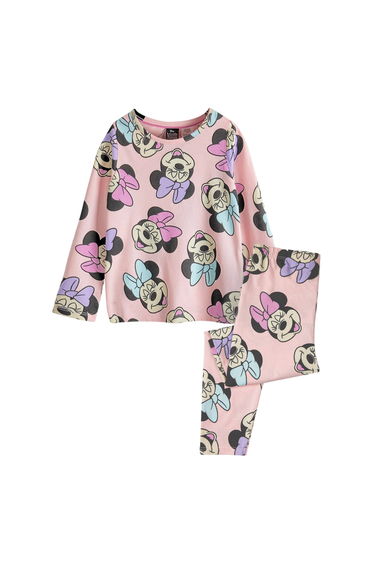 Disney Girls Minnie Mouse All-Over Print Long Pyjama Set - Pink