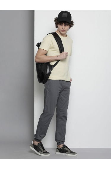 Men Grey Slim Fit Solid Joggers