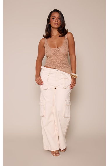Shape Rust Textured Asymmetrical Hem Top
