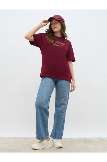 Embroidered Slogan Oversized T-Shirt