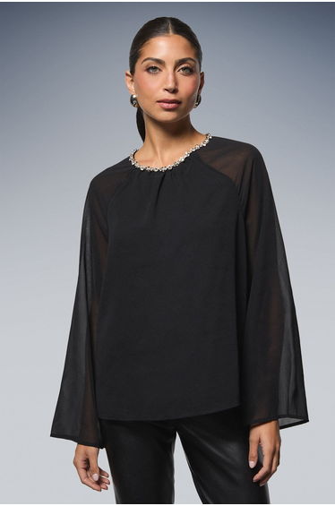 Embellished Open Back Blouse