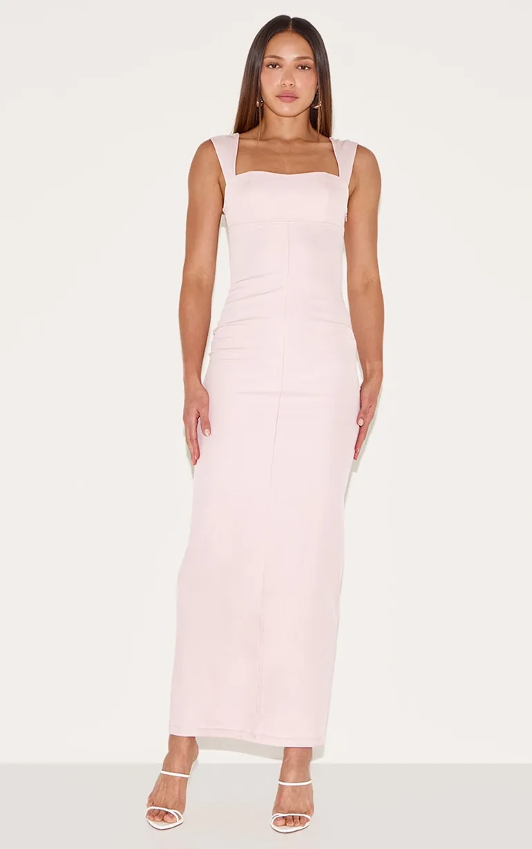 Tall Pink Woven Bodycon Maxi Dress Prettylittlething : Dresses : VogaCloset  Oman