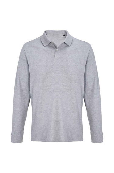SOLS Pacific Pique Long-Sleeved Polo Shirt - Grey Marl