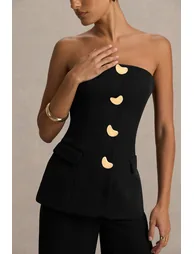 Zoey | Black Bandeau-Neck Jumpsuit - 3