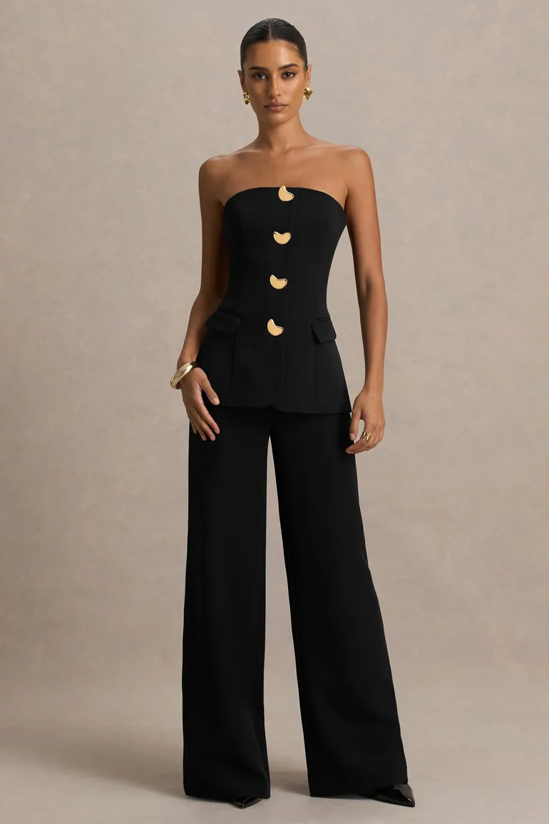 Zoey | Black Bandeau-Neck Jumpsuit - 4