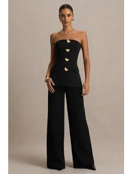 Zoey | Black Bandeau-Neck Jumpsuit - 4