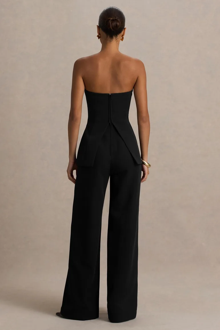 Zoey | Black Bandeau-Neck Jumpsuit - 2