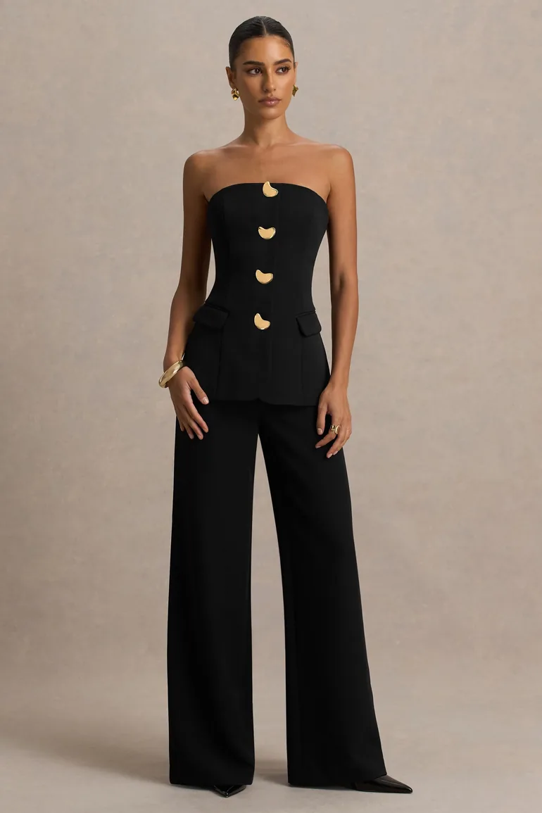 Zoey | Black Bandeau-Neck Jumpsuit - 5