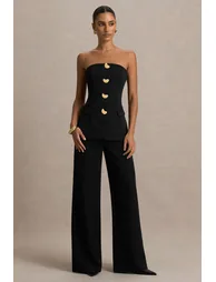 Zoey | Black Bandeau-Neck Jumpsuit - 5