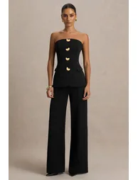 Zoey | Black Bandeau-Neck Jumpsuit