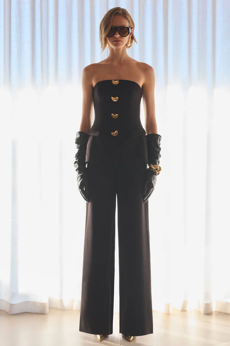 Zoey | Black Bandeau-Neck Jumpsuit - 1
