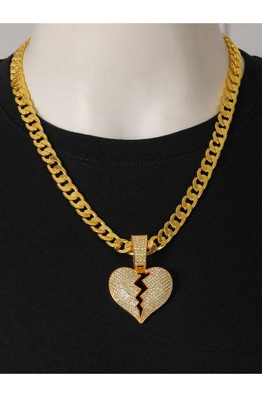 Men Heart-Broken Drop Embellished Necklace