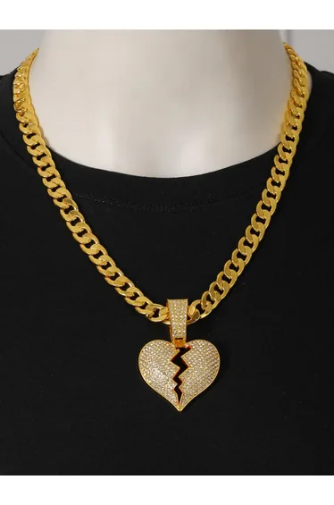 Men Heart-Broken Drop Embellished Necklace