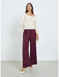 Off-White Smocked Detail Balloon Sleeve Blouse - 1
