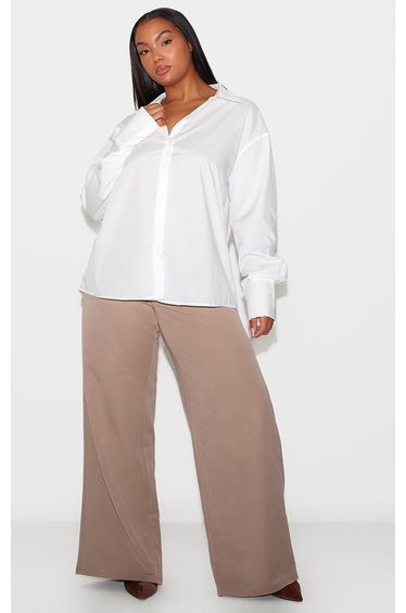 Plus Sand Tailored Design Fold Over Trousers