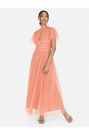 Anaya With Love Recycled Coral Midaxi Dress With Keyhole Detail