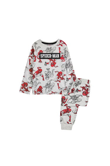 Spider-Man Boys All-Over Print Long Pyjama Set - Grey/Red