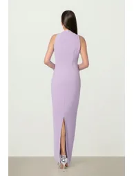 فستان فيمي9 بنفسجي ماكسي بقصة مستقيمة مزين بالخرز بأكمام طويلة - 5