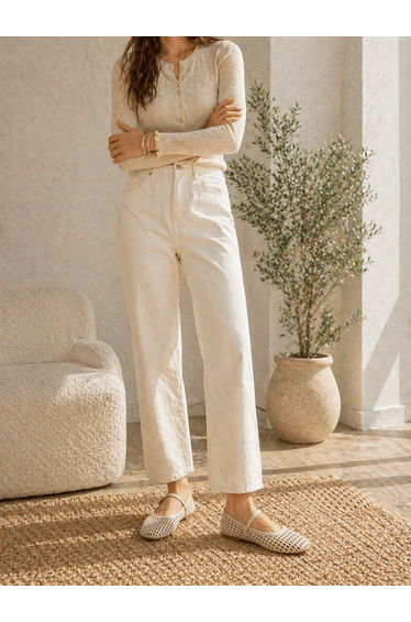 Knitted Ballerinas Buckle Straw Look Summer Beach Shoes Lightweight Daily Hand Knitted Ballerinas