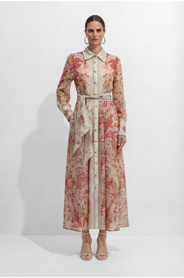 Secret Garden Pink Floral Print Long Sleeve Maxi Dress